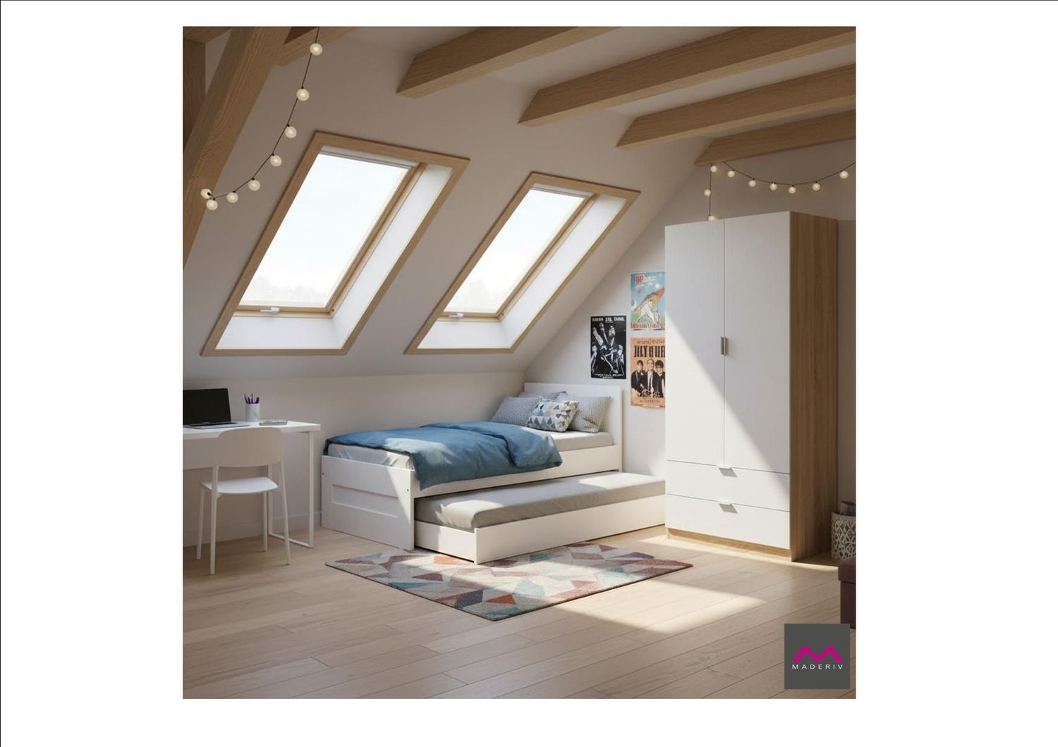 ARMARIO 2 PUERTAS 2 CAJONES YOUTH ROBLE CANADIAN/BLANCO ARTIK