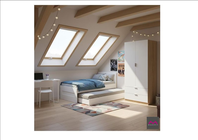 Armario 2 puertas 2 cajones PARANA Roble Canadian/Blanco Artik.