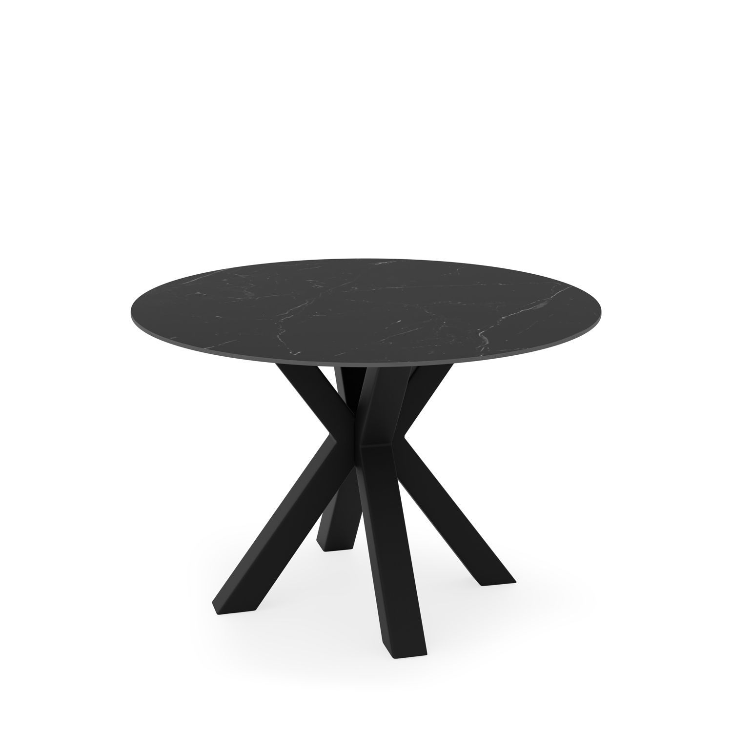 MESA REDONDA FIJA FIORELLA 100 PATA METALICA NEGRA/PORCELANICO NEGRO