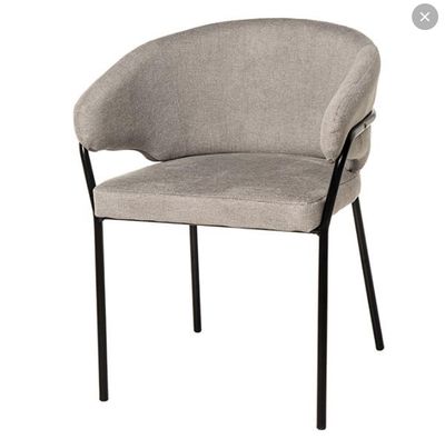 SILLA COMEDOR BETINA CON BRAZOS TAPIZADA ESTILO INDUSTRIAL GRIS CLARO