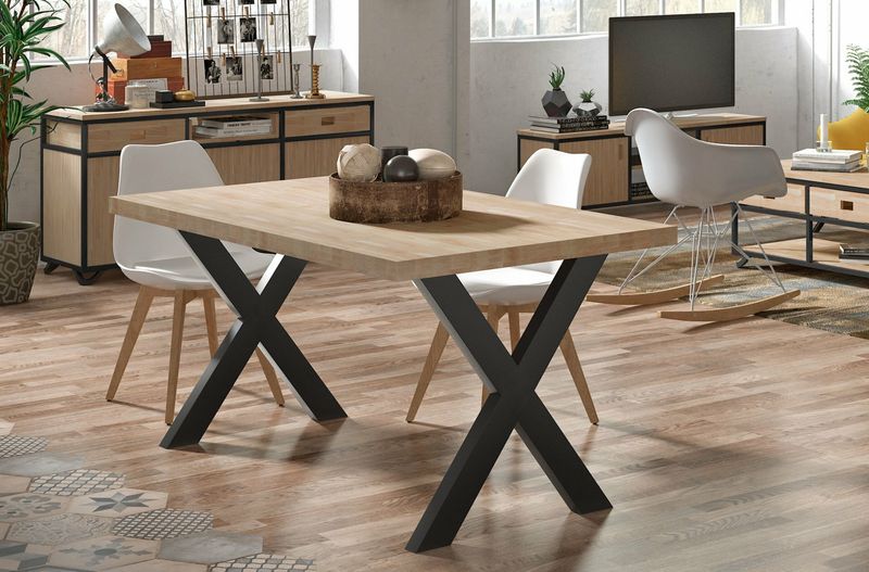 MESA DE COMEDOR FIJA X-LOFT 160 ROBLE ESTILO INDUSTRIAL MESA DE COMEDOR FIJA X-LOFT 160 ROBLE ESTILO INDUSTRIAL
