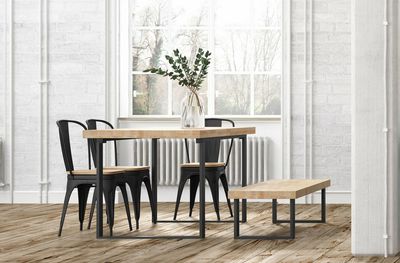 MESA COMEDOR EXTENSIBLE NATURAL 140 x 80 ROBLE ESTILO INDUSTRIAL