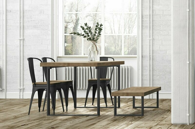 BANCO ASIENTO LOFT MADERA Y METAL ESTILO INDUSTRIAL