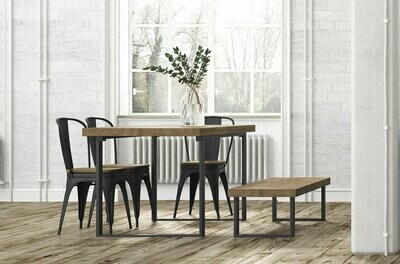 BANCO ASIENTO LOFT MADERA Y METAL ESTILO INDUSTRIAL