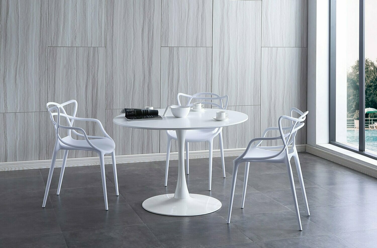 MESA COMEDOR REDONDA GINA 110 CM BLANCA
