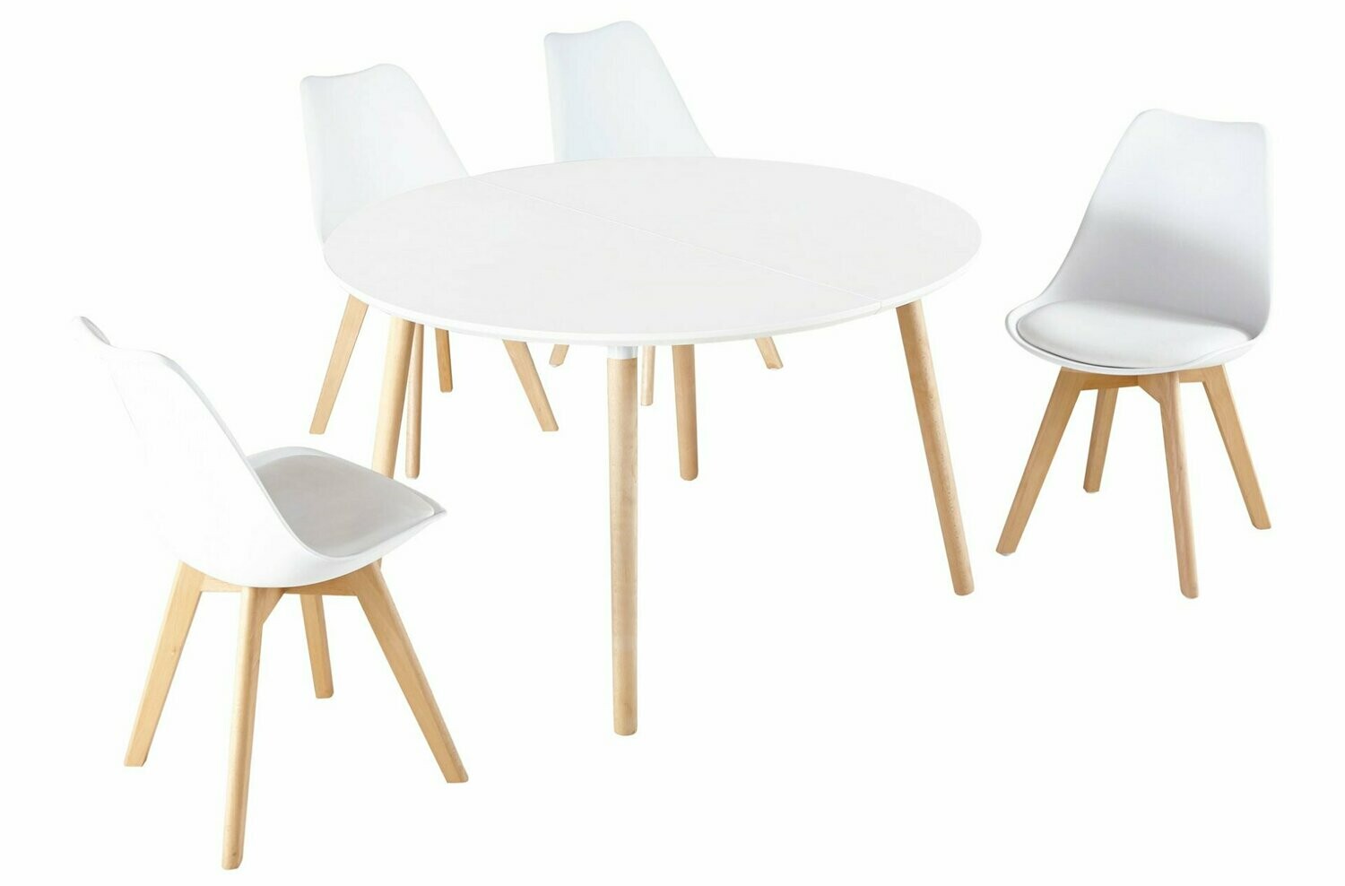 MESA COMEDOR REDONDA EXTENSIBLE NORDIKA 100 BLANCO/HAYA
