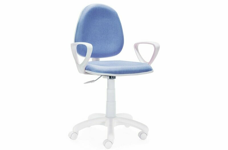 SILLA ESCRITORIO GIRATORIA DOLPHIN ESTRUCTURA BLANCA TEJIDO AZUL