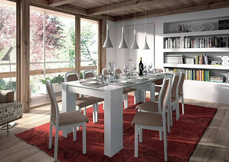 MESA CONSOLA EXTENSIBLE BLANCO BRILLO FUNZIONALE