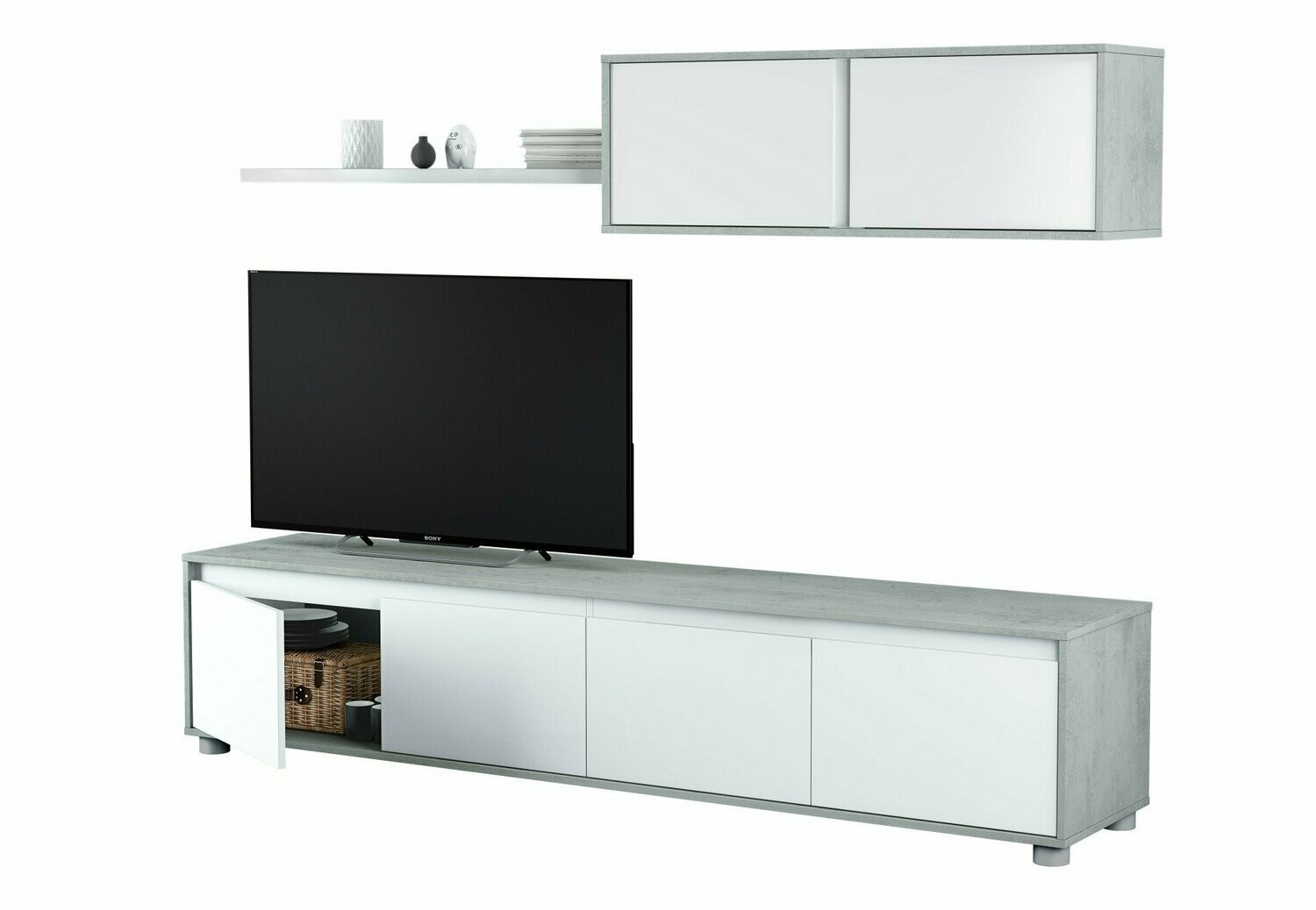 COMPOSICION DE SALON HOME CEMENTO/BLANCO ARTIK ESTILO MODERNO