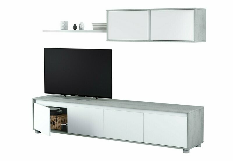 COMPOSICION DE SALON HOME CEMENTO/BLANCO ARTIK ESTILO MODERNO