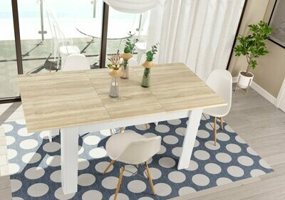 MESA COMEDOR EXTENSIBLE PRACTICO 140 × 90 ROBLE CANADIAN/BLANCO ARTIK
