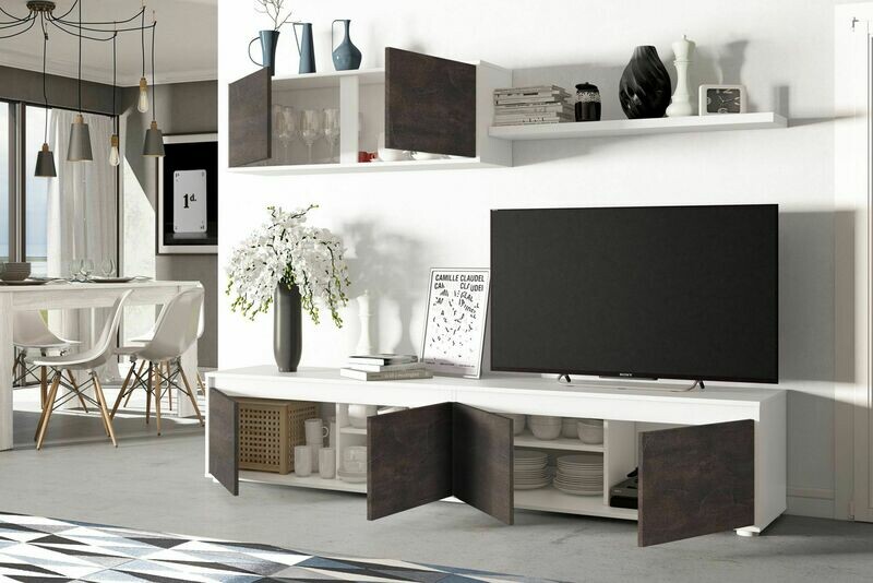COMPOSICION DE SALON HOME BLANCO ARTIK/OXIDO ESTILO MODERNO