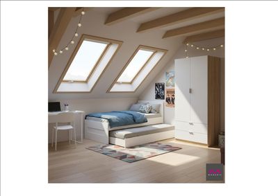 ARMARIO 2 PUERTAS 2 CAJONES YOUTH ROBLE CANADIAN/BLANCO ARTIK