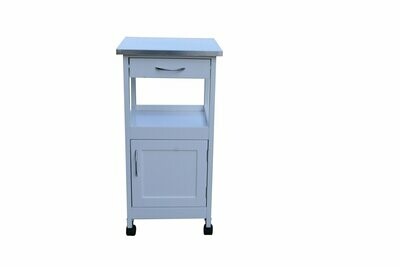 CARRO DE COCINA BLANCO 1 PUERTA Y 1 CAJON CON TAPA DE METAL INOXIDABLE CARRO DE COCINA BLANCO 1 PUERTA Y 1 CAJON CON TAPA DE METAL INOXIDABLE