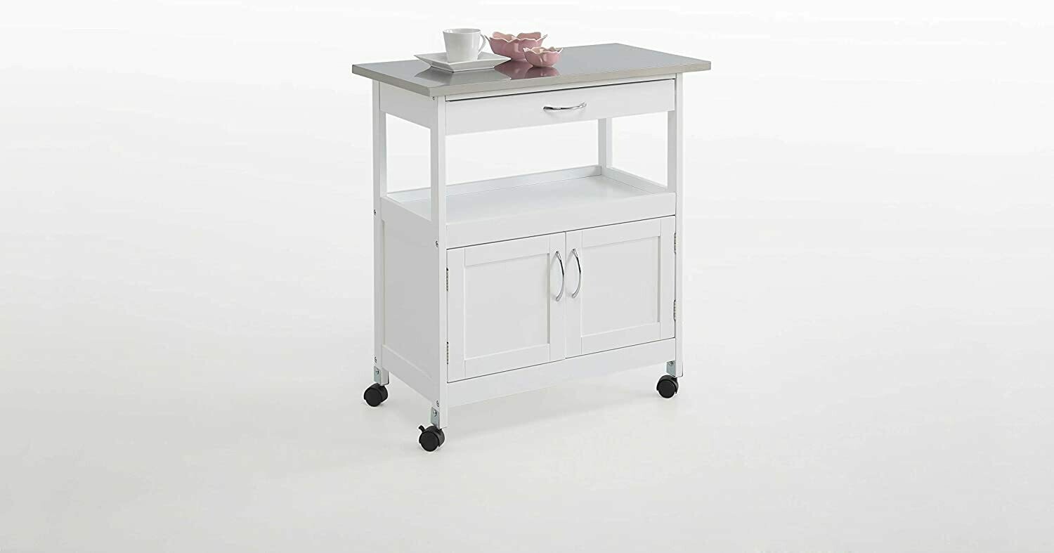 CARRO DE COCINA BLANCO 2 PUERTA Y 1 CAJON CON TAPA DE METAL INOXIDABLE CARRO DE COCINA BLANCO 2 PUERTA Y 1 CAJON CON TAPA DE METAL INOXIDABLE