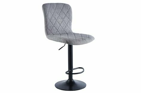 TABURETE ALTO GIRATORIO BRITAIN TEJIDO GRIS PIE NEGRO
