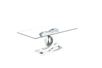 MESA COMEDOR CRISTAL TEMPLADO PIE ACERO INOXIDABLE MODELO CHANEL MESA COMEDOR CRISTAL TEMPLADO PIE ACERO INOXIDABLE MODELO CHANEL