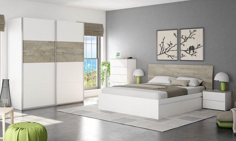 CABECERO + 2 MESITAS OIKOS BLANCO ARTIK/ROBLE OIKOS CABECERO + 2 MESITAS OIKOS BLANCO ARTIK/ROBLE OIKOS
