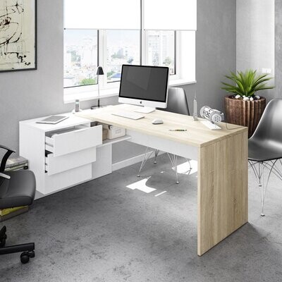 MESA DESPACHO REVERSIBLE CON BUC STYLE ROBLE CANADIAN/BLANCO ARTIK
