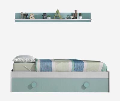 CAMA NIDO JUVENIL CON CAJON Y ESTANTE DE 90 X 190 ENJOY BLANCO ALPES/VERDE AQUA CAMA NIDO JUVENIL CON CAJON Y ESTANTE DE 90 X 190 ENJOY BLANCO ALPES/VERDE AQUA