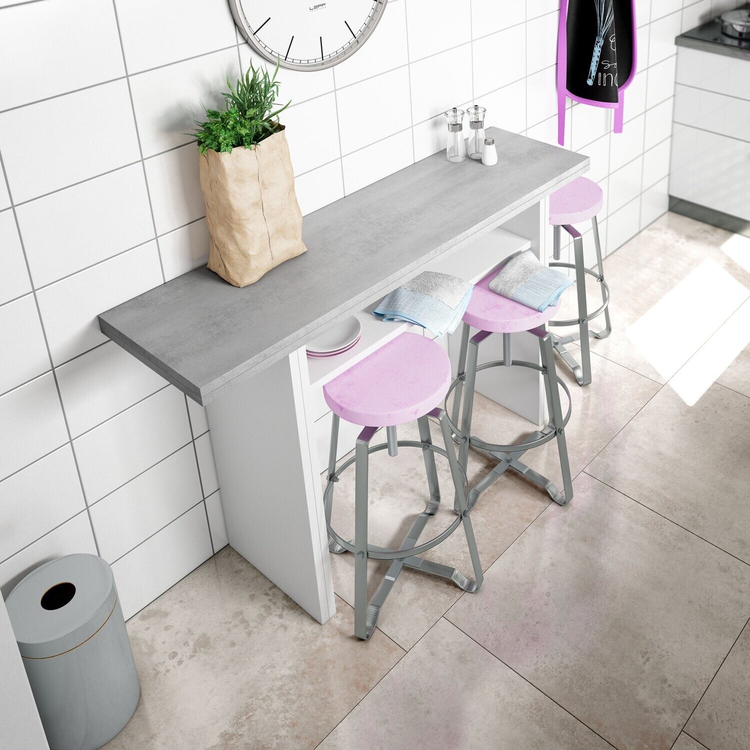 MESA CONSOLA EXTENSIBLE OGGI BLANCO ARTIK/CEMENTO MESA CONSOLA EXTENSIBLE OGGI BLANCO ARTIK/CEMENTO