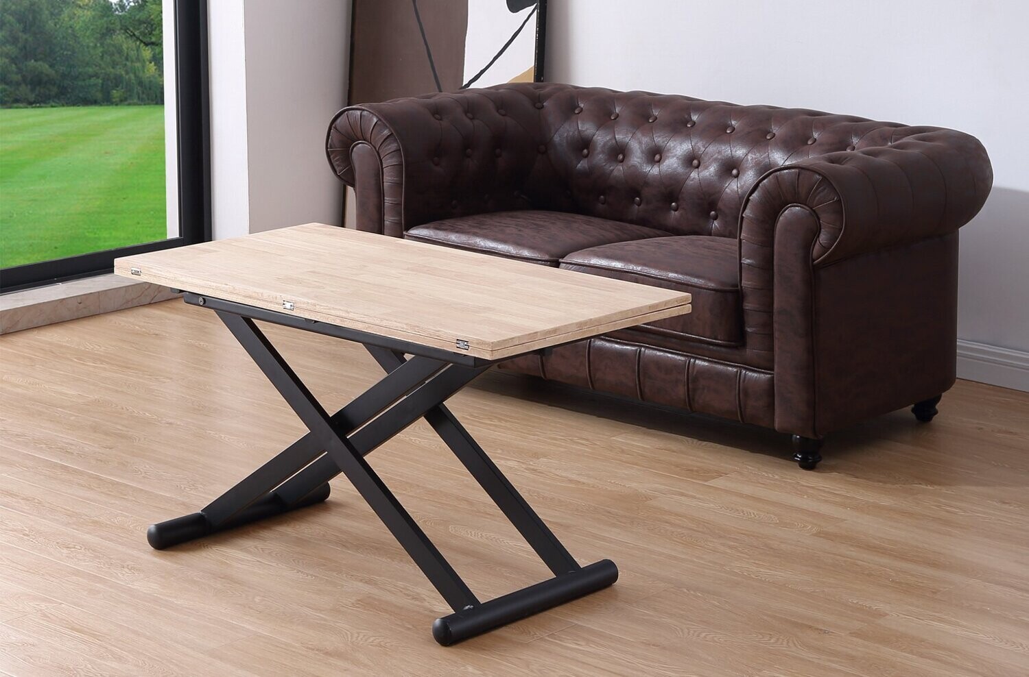 MESA CENTRO ELEVABLE Y EXTENSIBLE ROBLE/METAL ESTILO INDUSTRIAL MESA CENTRO ELEVABLE Y EXTENSIBLE ROBLE/METAL ESTILO INDUSTRIAL