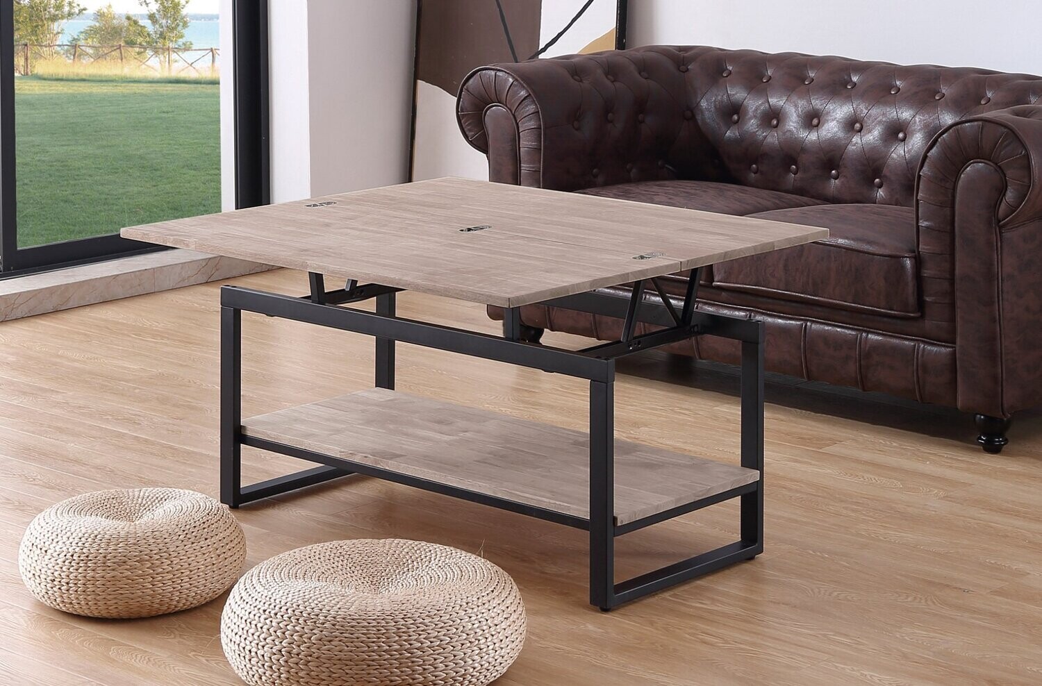 MESA CENTRO ELEVABLE Y EXTENSIBLE STEVE ROBLE ESTILO INDUSTRIAL MESA CENTRO ELEVABLE Y EXTENSIBLE STEVE ROBLE ESTILO INDUSTRIAL