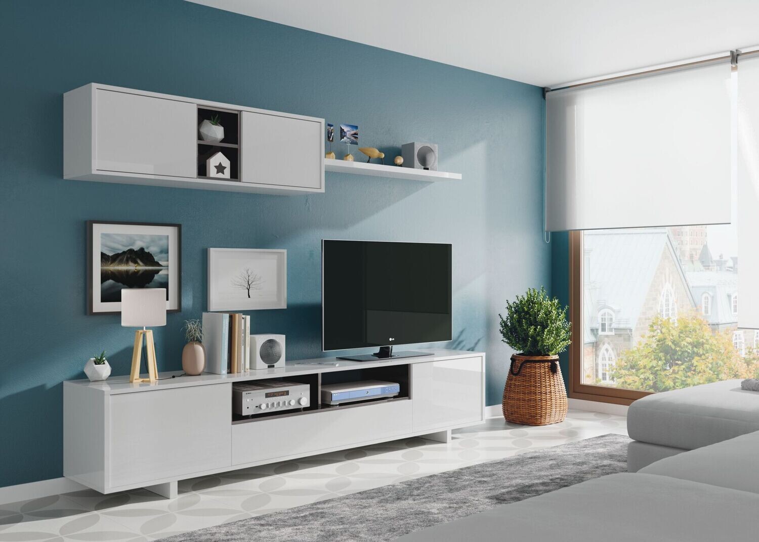 COMPOSICIÓN DE SALÓN VARYS ESTILO MODERNO EN BLANCO BRILLO Y GRIS ANTRACITA 200 CM COMPOSICIÓN DE SALÓN VARYS ESTILO MODERNO EN BLANCO BRILLO Y GRIS ANTRACITA 200 CM
