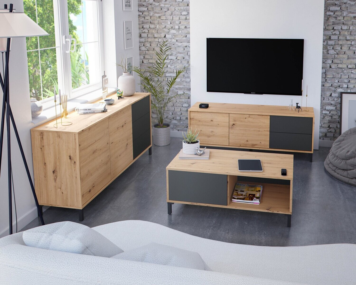 MUEBLE TV URBAN PLUS 2 PUERTAS 2 CAJONES ESTILO INDUSTRIAL 100 x 50 CM MUEBLE TV URBAN PLUS 2 PUERTAS 2 CAJONES ESTILO INDUSTRIAL 100 x 50 CM