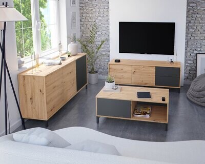 MUEBLE TV URBAN PLUS 2 PUERTAS 2 CAJONES ESTILO INDUSTRIAL 100 x 50 CM MUEBLE TV URBAN PLUS 2 PUERTAS 2 CAJONES ESTILO INDUSTRIAL 100 x 50 CM