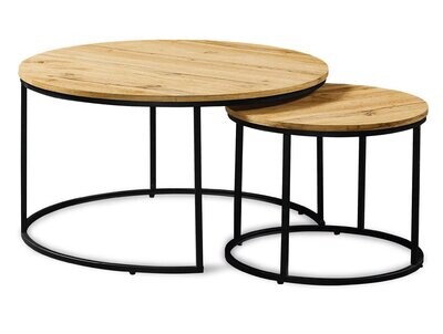 SET 2 MESAS AUXILIARES CAFE MADERA Y METAL ESTILO INDUSTRIAL SET 2 MESAS AUXILIARES CAFE MADERA Y METAL ESTILO INDUSTRIAL
