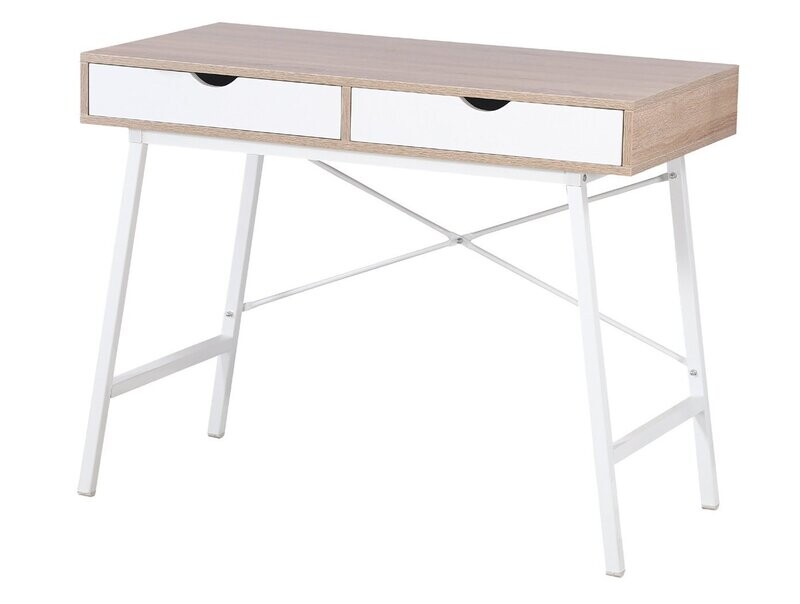 ESCRITORIO NORDICO 2 CAJONES HAYA/BLANCO ESTILO MODERNO