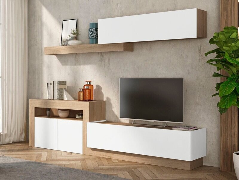 COMPOSICION DE SALON MODERN BLANCO/BAMBU ESTILO MODERNO COMPOSICION DE SALON MODERN BLANCO/BAMBU ESTILO MODERNO