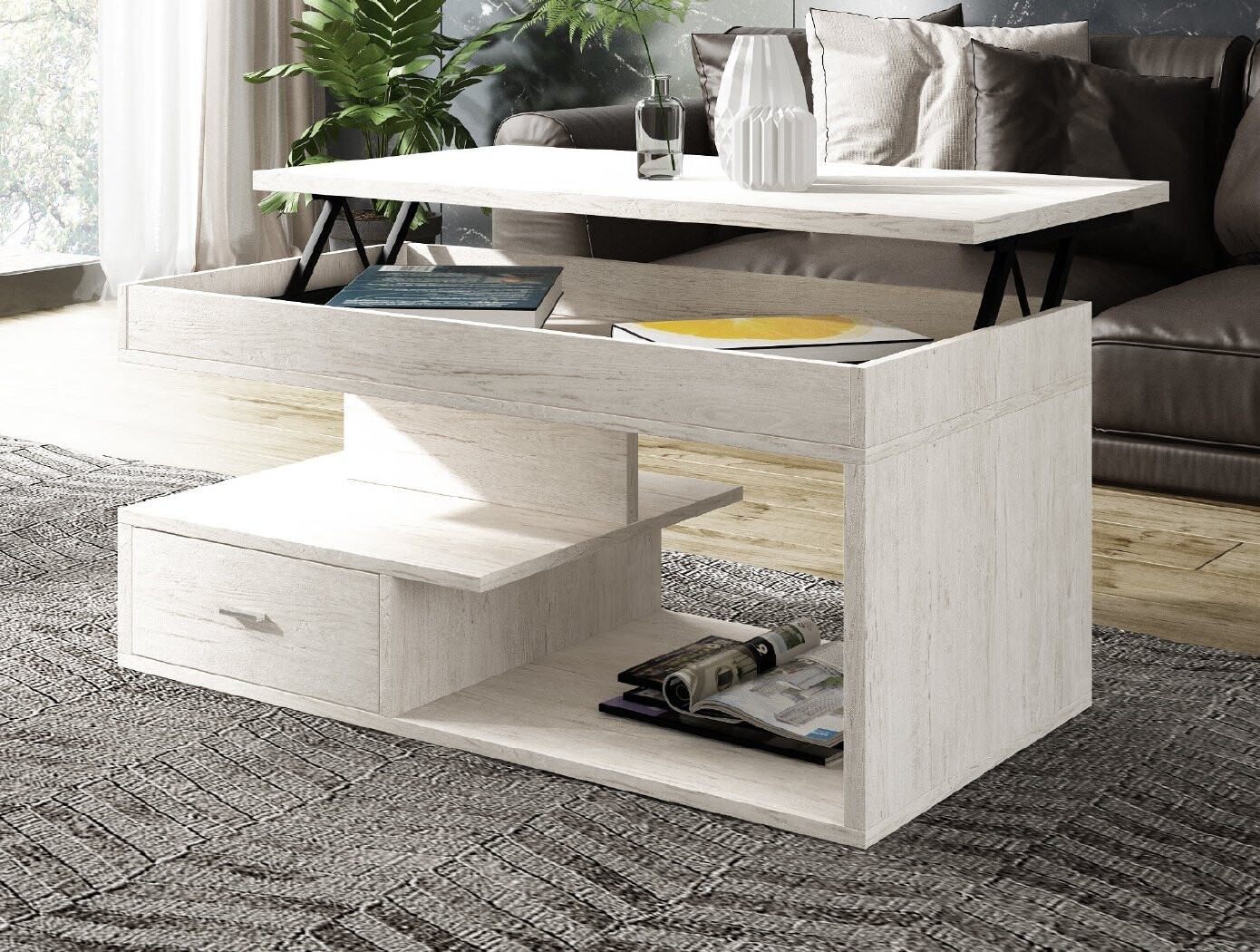 MESA CENTRO ELEVABLE 60 UN CAJON 100 x 50 CM ESTILO MODERNO MESA CENTRO ELEVABLE 60 UN CAJON 100 x 50 CM ESTILO MODERNO