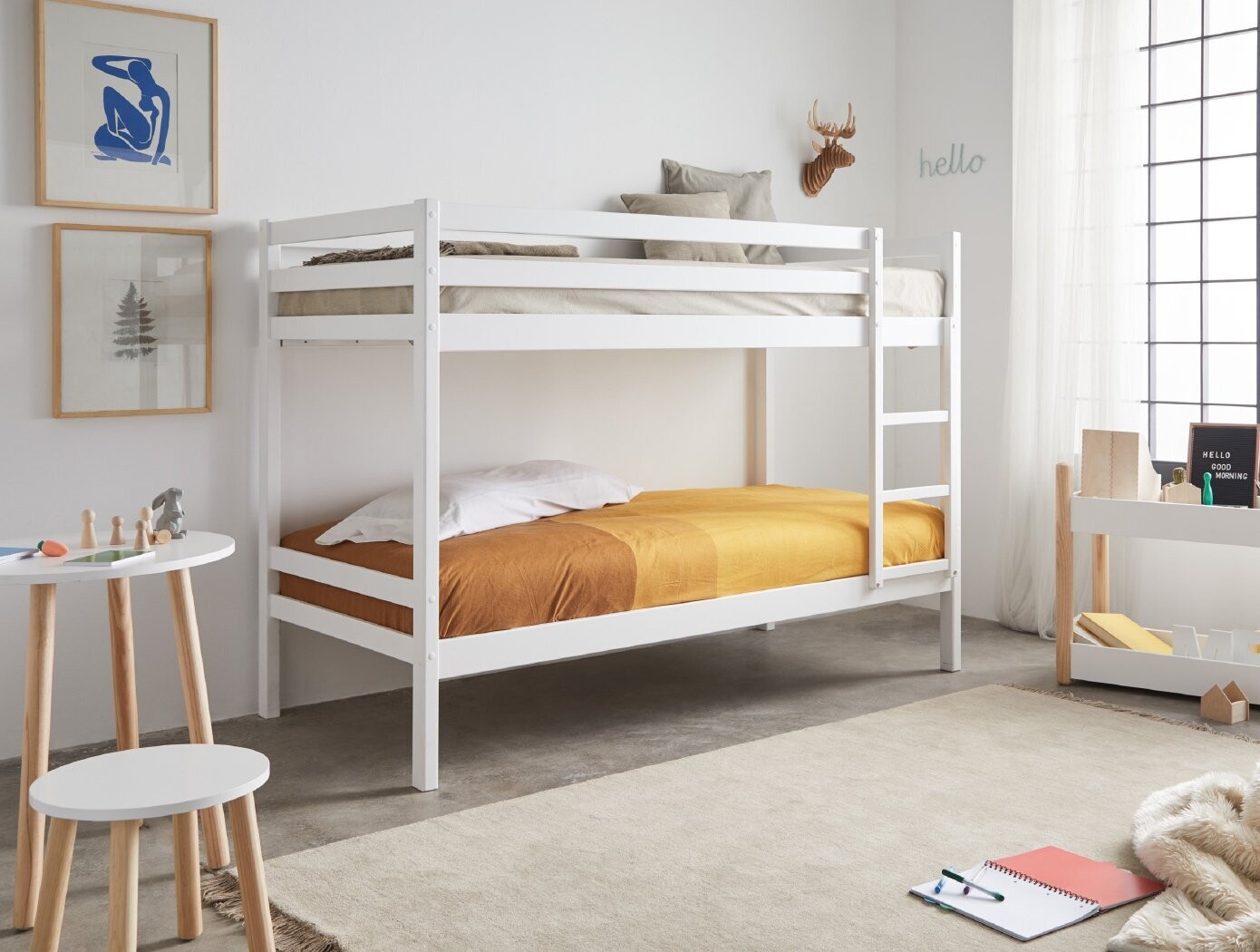 LITERA DE MADERA PREMIUM DE 90 X 190 BLANCO SOMIER INCLUIDO LITERA DE MADERA PREMIUM DE 90 X 190 BLANCO SOMIER INCLUIDO