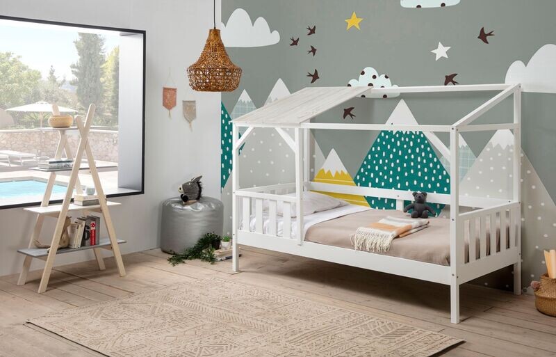 CAMA CABAÑA AMON 90 x 190 BLANCO VINTAGE ESTILO NORDICO SOMIER INCLUIDO CAMA CABAÑA AMON 90 x 190 BLANCO VINTAGE ESTILO NORDICO SOMIER INCLUIDO