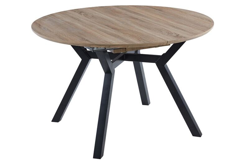 MESA COMEDOR REDONDA EXTENSIBLE DELTA 120 CM OAK ESTILO INDUSTRIAL