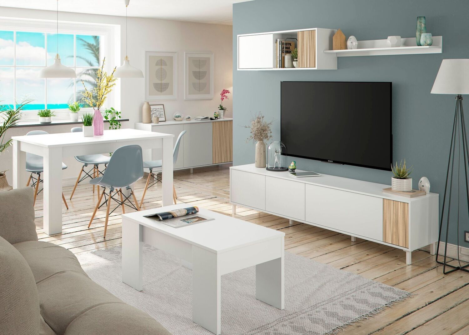 APARADOR 3 PUERTAS ESTILO NORDICO TEMPUS BLANCO ARTIK/NATUR APARADOR 3 PUERTAS ESTILO NORDICO TEMPUS BLANCO ARTIK/NATUR