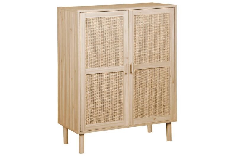 ARMARIO BAJO DECOR 80 x 40 CM PINO/RATTAN