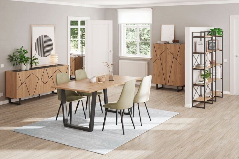 MESA COMEDOR FRANCESCA 180 x 100 CM NATURAL CON PATAS DE METAL MESA COMEDOR FRANCESCA 180 x 100 CM NATURAL CON PATAS DE METAL