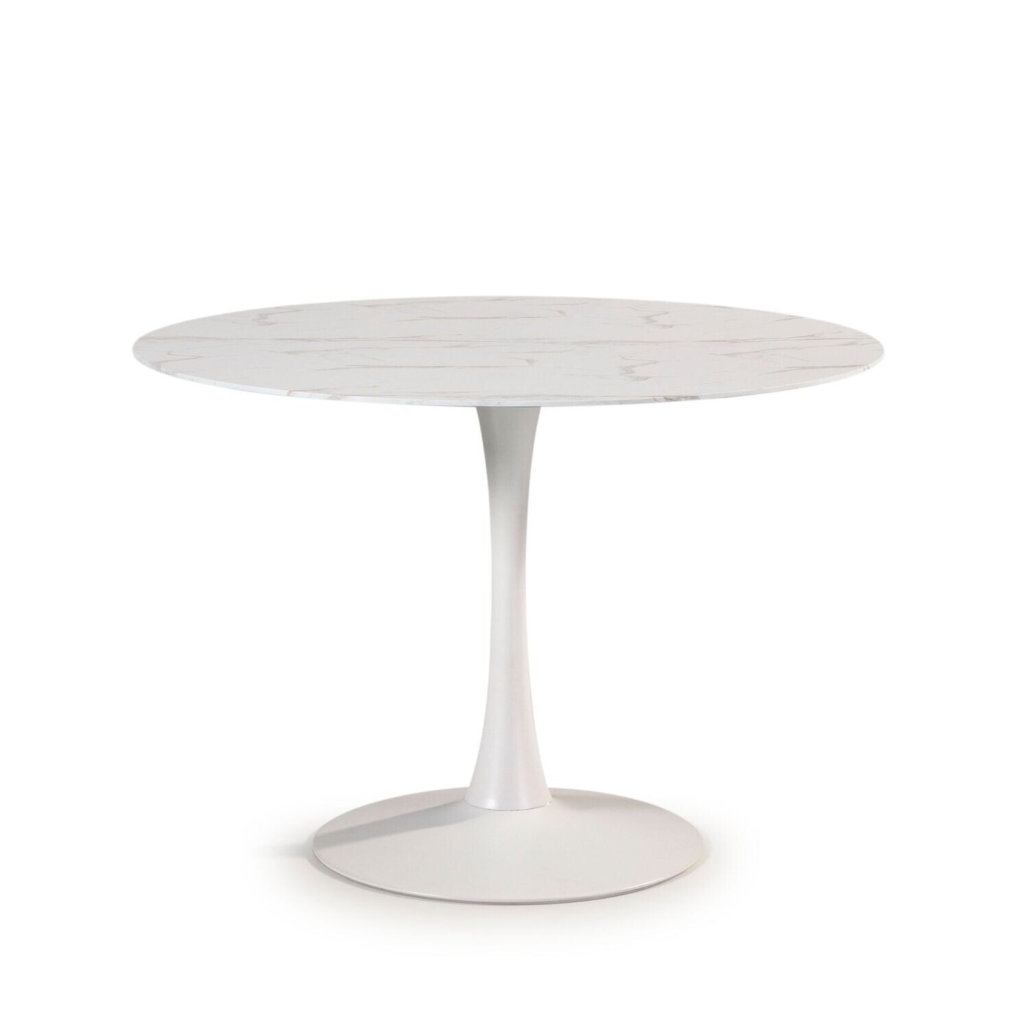 MESA COMEDOR REDONDA ADA 110 CM IMITACION MARMOL BLANCO MESA COMEDOR REDONDA ADA 110 CM IMITACION MARMOL BLANCO