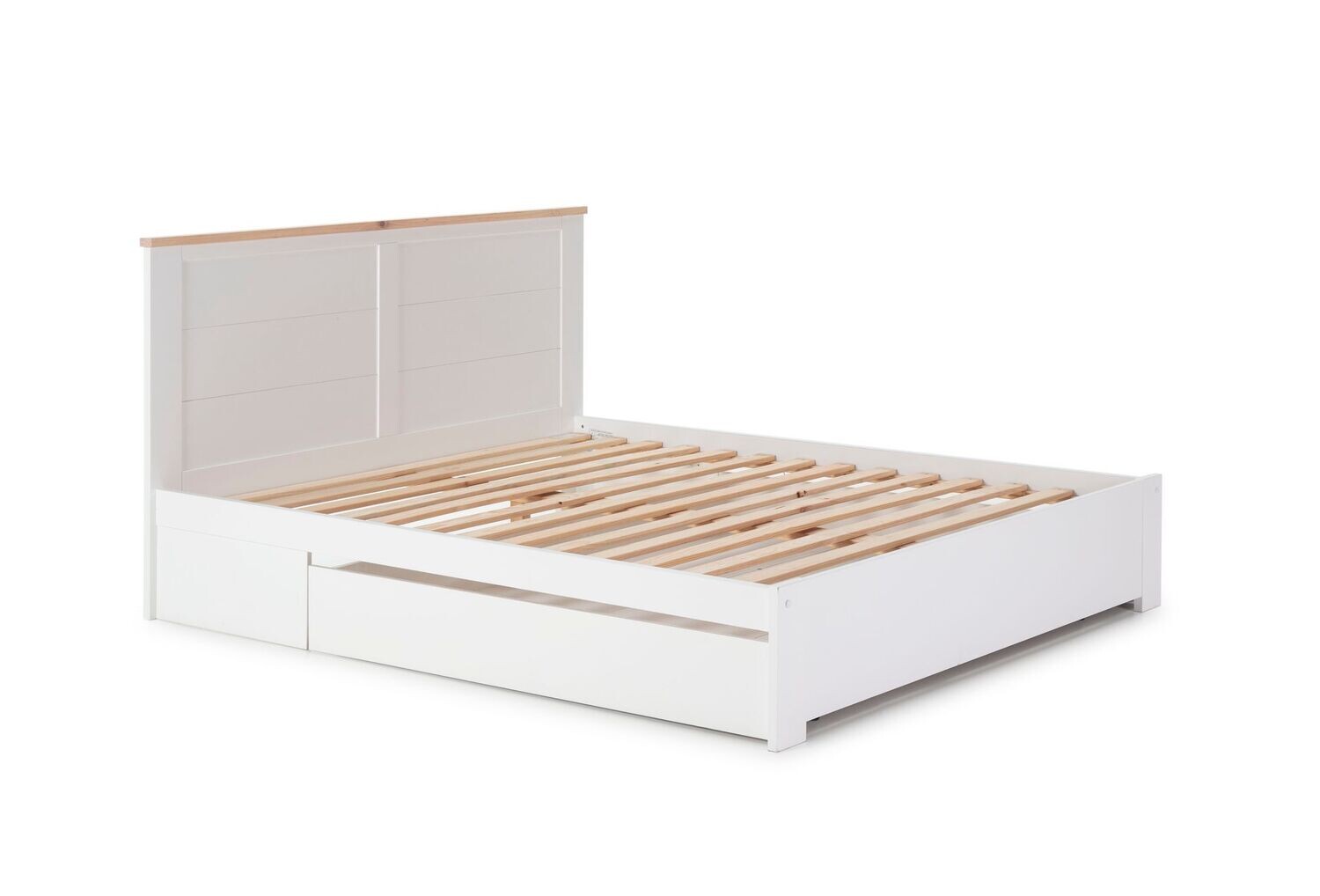 CAMA GABI 160 CON CAJON BLANCO/CERA CON SOMIER