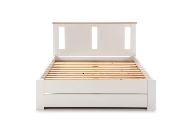 CAMA ENARA 140 X 190 BLANCO/ROBLE ESTILO NORDICO
