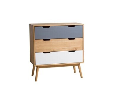 COMODA CUSCO 3 CAJONES CERA/GRIS TIZA/BLANCO ESTILO NORDICO COMODA CUSCO 3 CAJONES CERA/GRIS TIZA/BLANCO ESTILO NORDICO