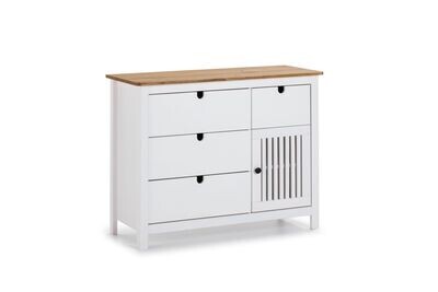 COMODA BRUNA 3 CAJONES + 1 CAJON 1 PUERTA CERA/BLANCO COMODA BRUNA 3 CAJONES + 1 CAJON 1 PUERTA CERA/BLANCO