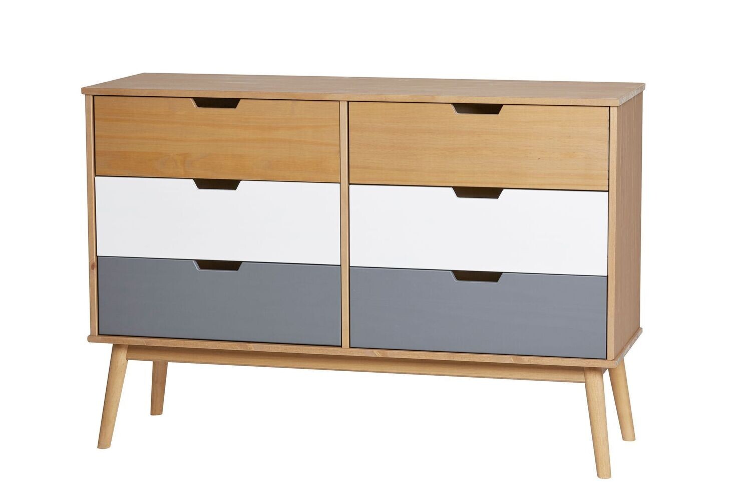 COMODA CUSCO 6 CAJONES CERA/GRIS TIZA/BLANCO ESTILO NORDICO COMODA CUSCO 6 CAJONES CERA/GRIS TIZA/BLANCO ESTILO NORDICO