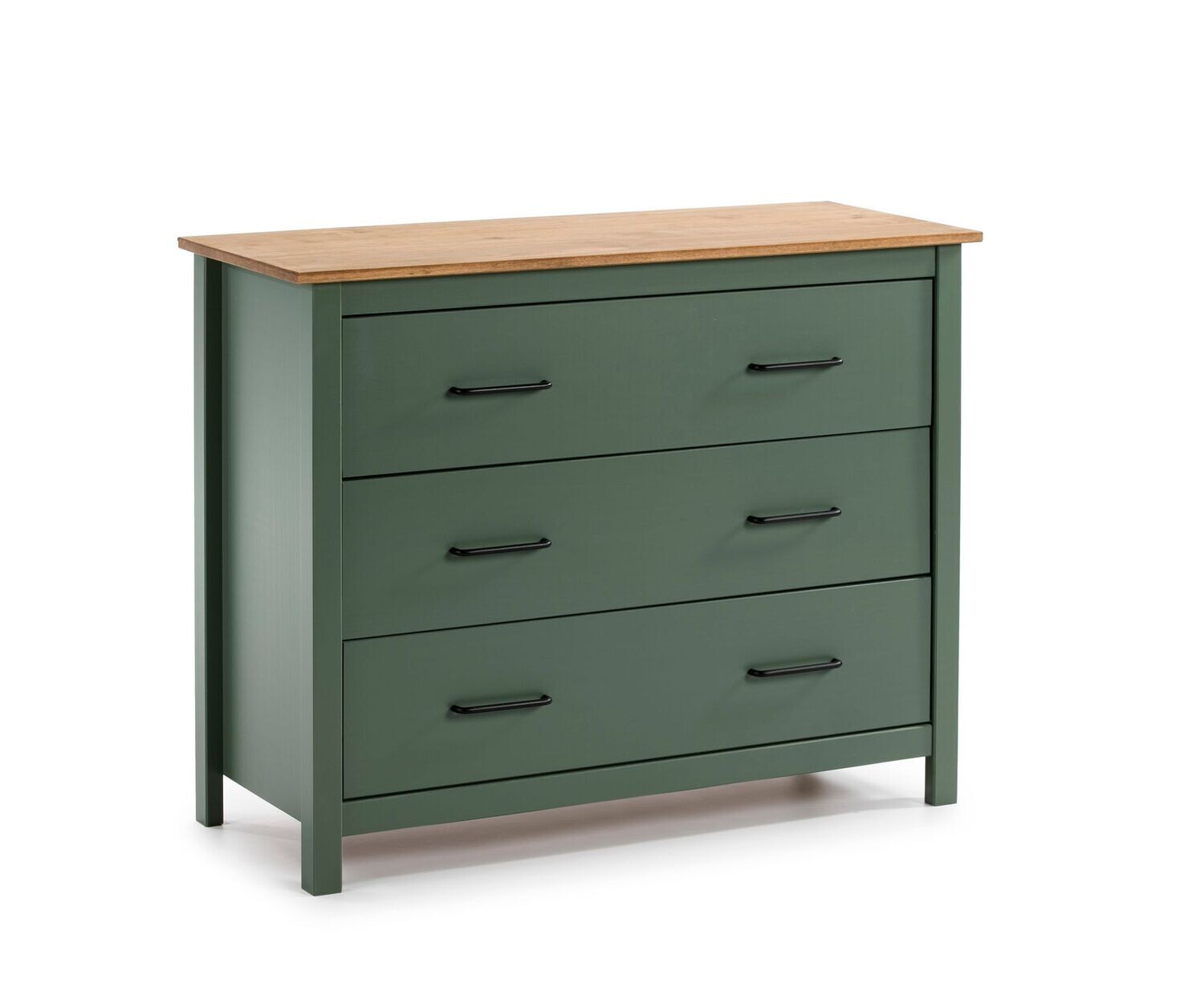COMODA MIRANDA 3 CAJONES VERDE/CERA ESTILO NORDICO