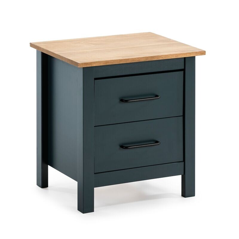 MESITA DE NOCHE MIRANDA 2 CAJONES AZUL/CERA ESTILO NORDICO MESITA DE NOCHE MIRANDA 2 CAJONES AZUL/CERA ESTILO NORDICO