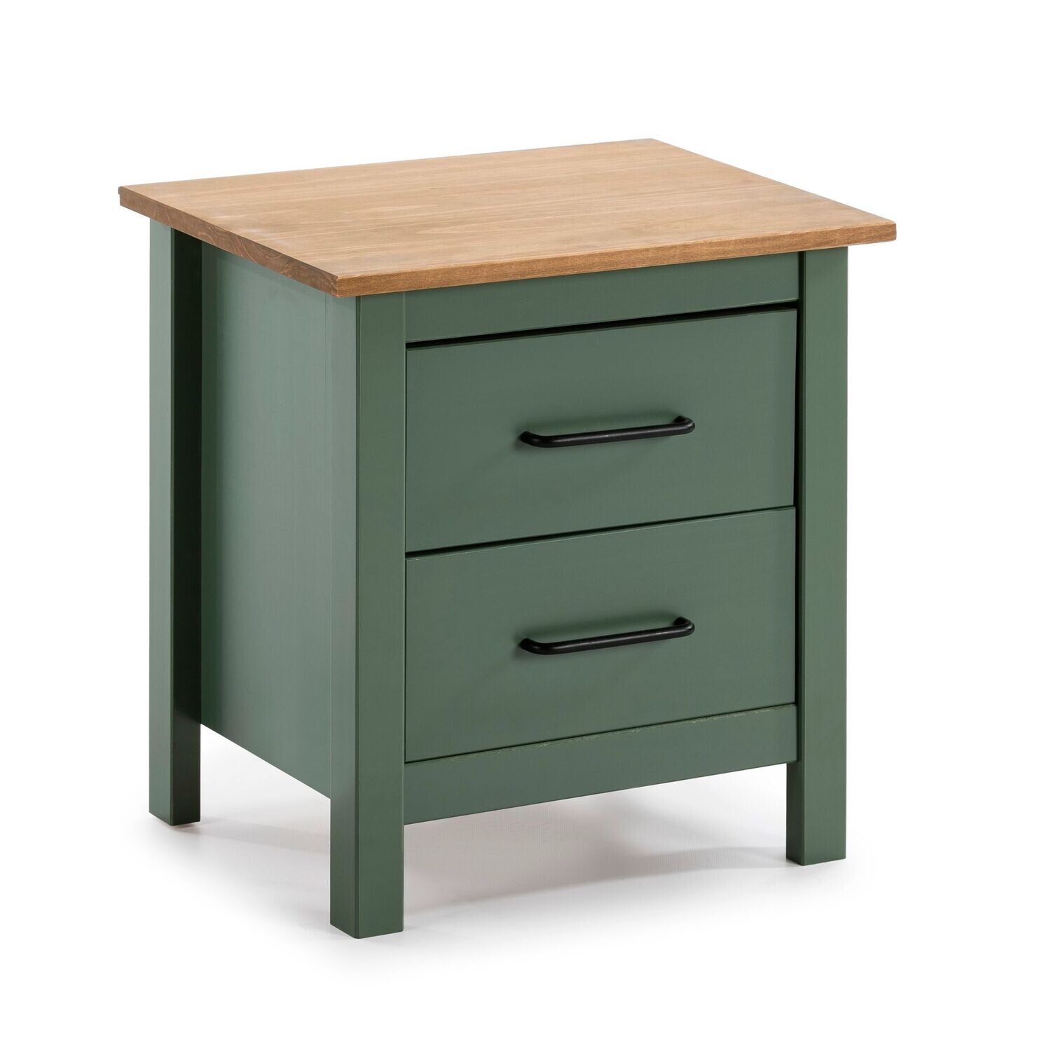 MESITA DE NOCHE MIRANDA 2 CAJONES VERDE/CERA ESTILO NORDICO