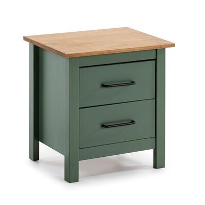 MESITA DE NOCHE MIRANDA 2 CAJONES VERDE/CERA ESTILO NORDICO MESITA DE NOCHE MIRANDA 2 CAJONES VERDE/CERA ESTILO NORDICO